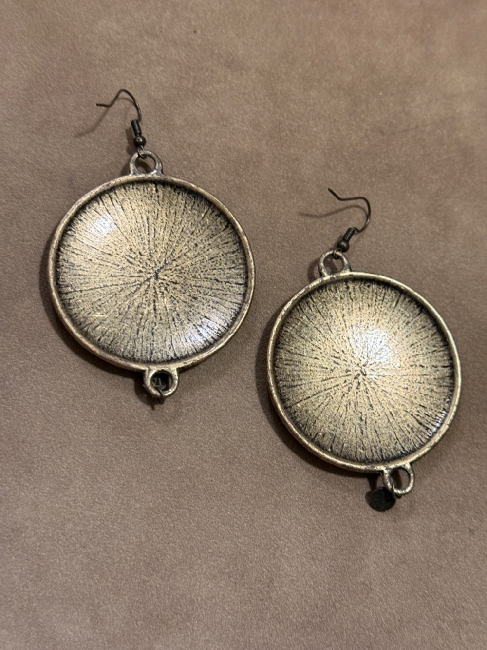 Bronze Gold Disc Drop Earrings - Picture 3 of 5